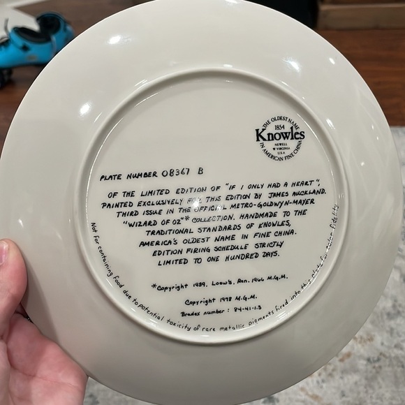 Knowles Wizard of Oz “Tin Man” Collector Plate | Limited Edition | #08367B - Picture 2 of 2